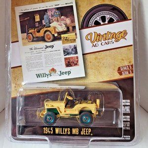 Greenlight‎ Vintage Ad Cars Series 5 Green Machine 1945 Willys MB Jeep Chase Toy
